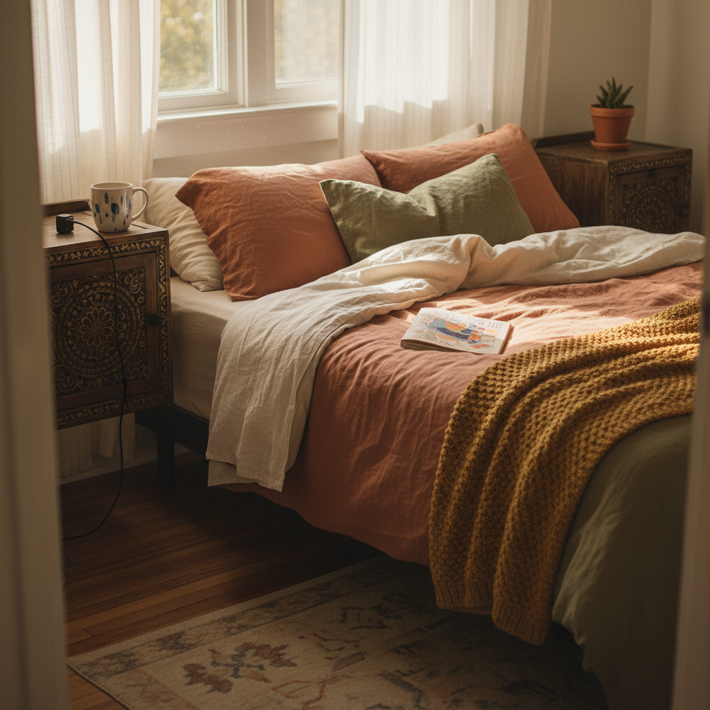 1. Floating Nightstands with Indian Motifs