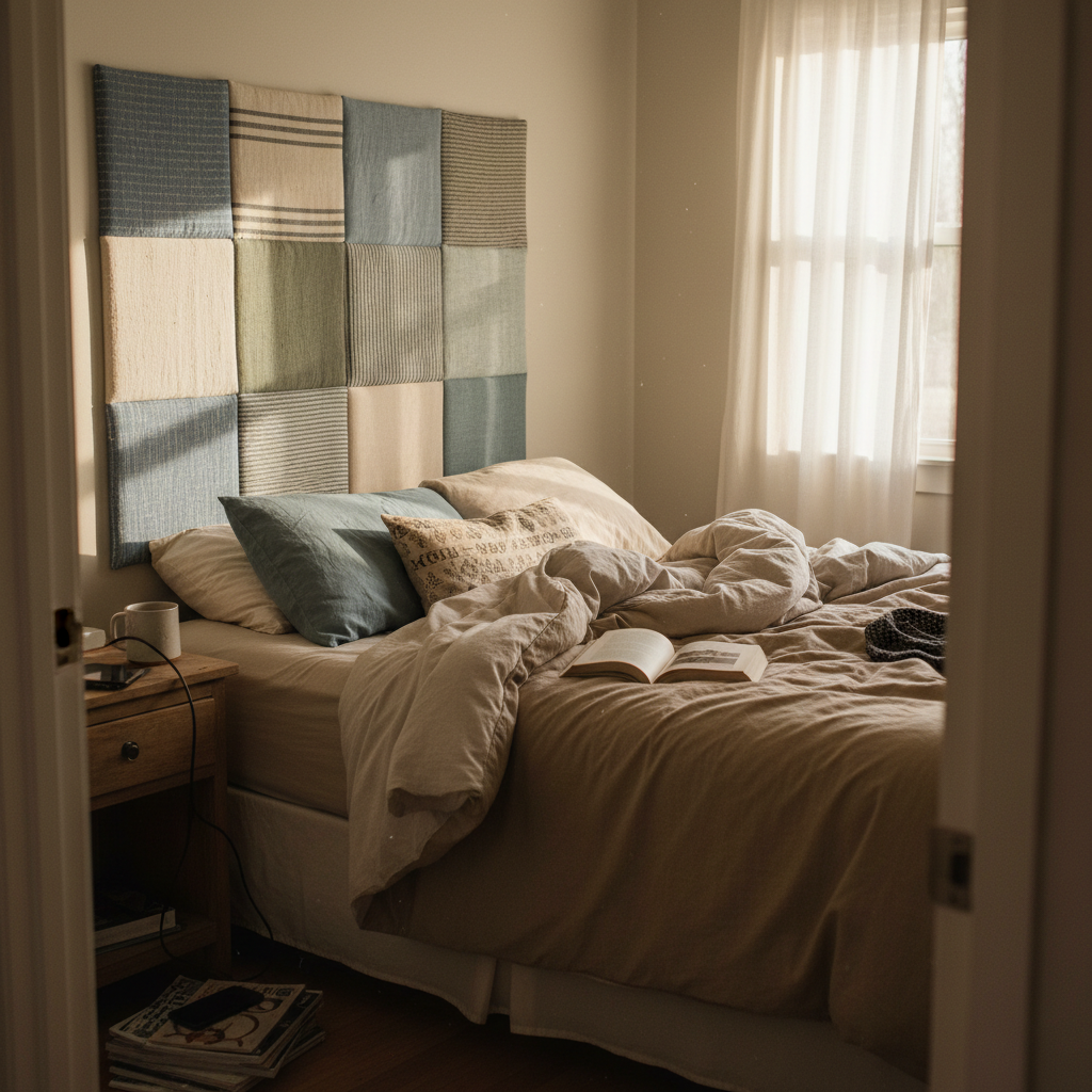 12. DIY Headboard with Fabric Panels