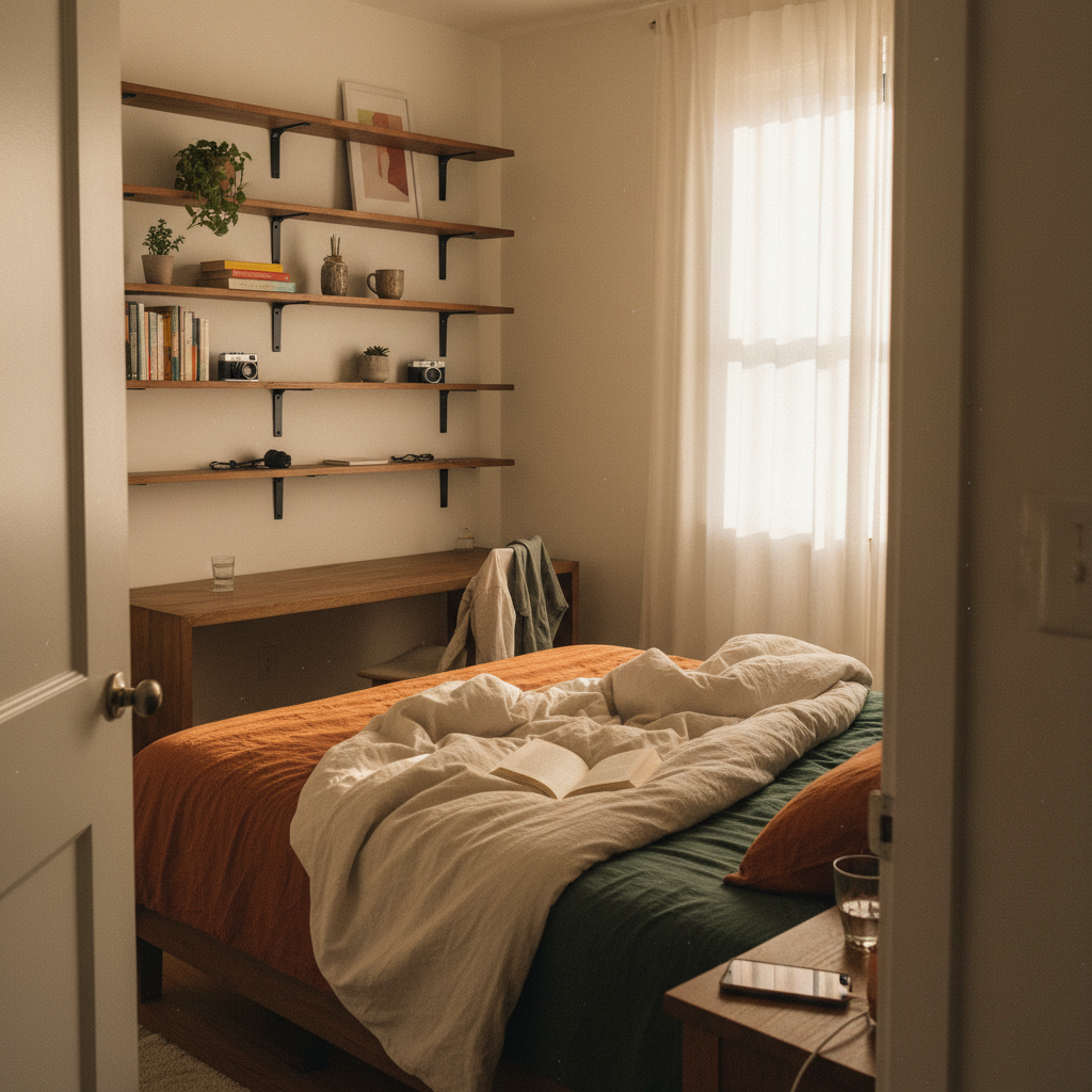 9. Floating Shelves for Display and Storage