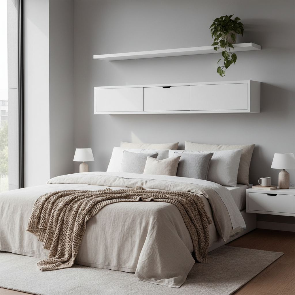 Modern Floating Shelves with Hidden Storage