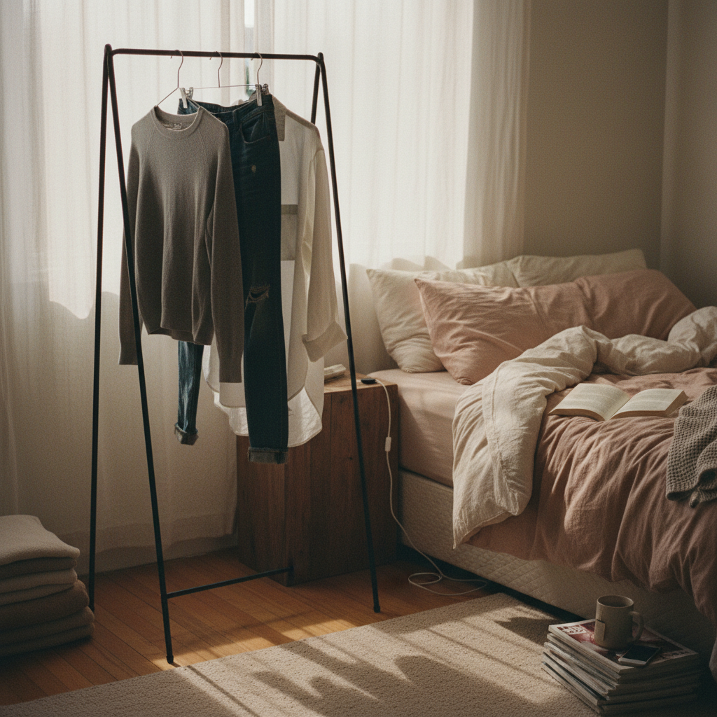 8. Slim Profile Clothes Rack for Frequently Worn Items