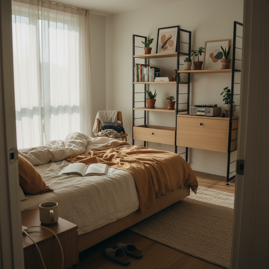 9. Modern Bedroom Ideas with Modular Shelving